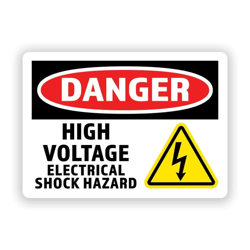 Decals, Home DÃ©cor, & More 2-Pack Danger High Voltage Warning Vinyl Decal Sticker | 7-Inch by 5-Inche | Premium Quality Vinyl Decal | Laminated with UV Protective Laminate | PD2729 - Image 1
